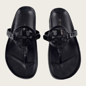 Tory Burch Miller Cloud Black Leather Sandals
